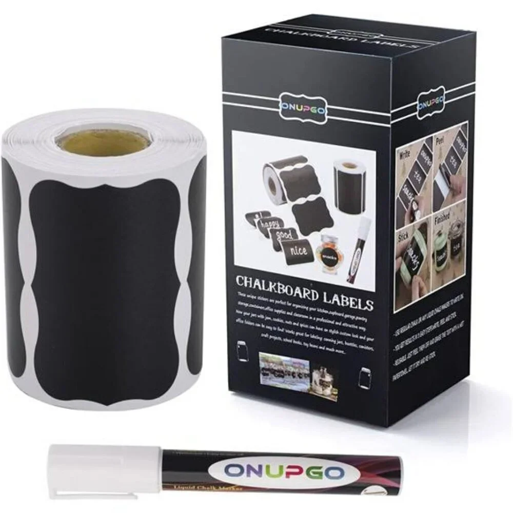 Chalkboard Labels 180pcs with Chalk Marker Waterproof Reusable Jar Stickers
